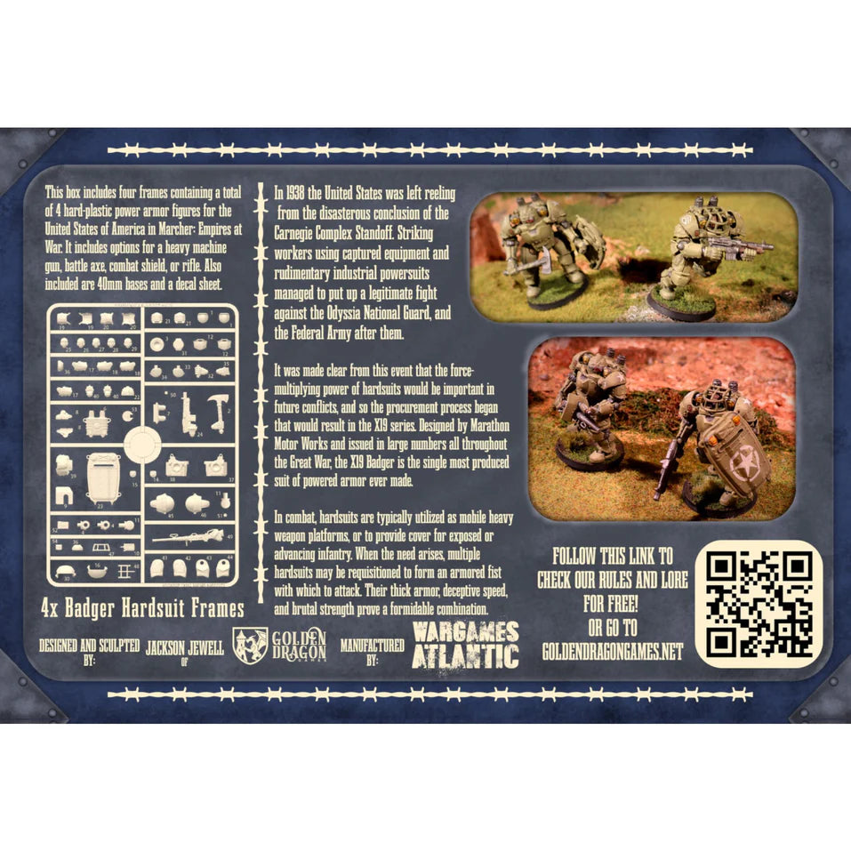 Wargames Atlantic Marcher: X19A2 Badger Hardsuits