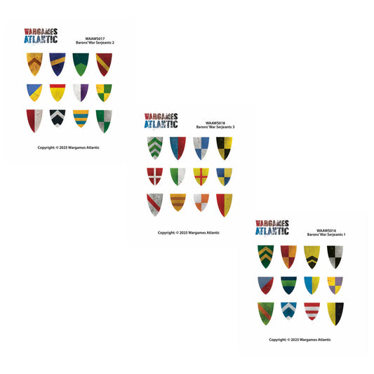 Wargames Atlantic Barons' War Shield Decals (03): Serjeants 01