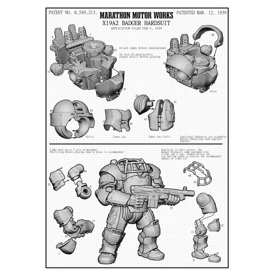 Wargames Atlantic Marcher: X19A2 Badger Hardsuits