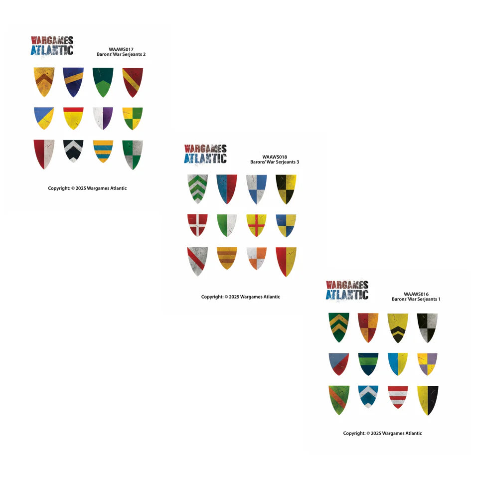 Wargames Atlantic Barons' War Shield Decals (03): Serjeants 01