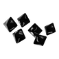 Black gaming dice with white symbols on a white background